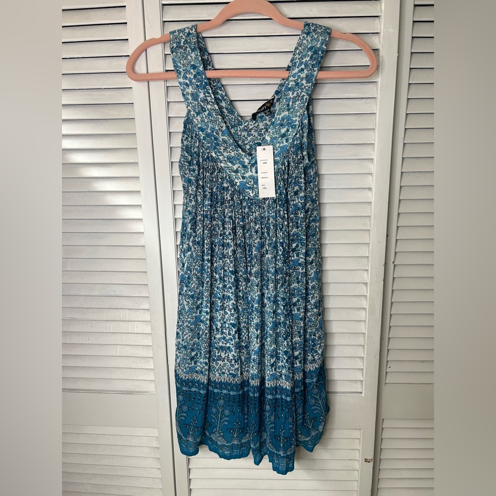 Blue Floral Sundress with Wide Straps